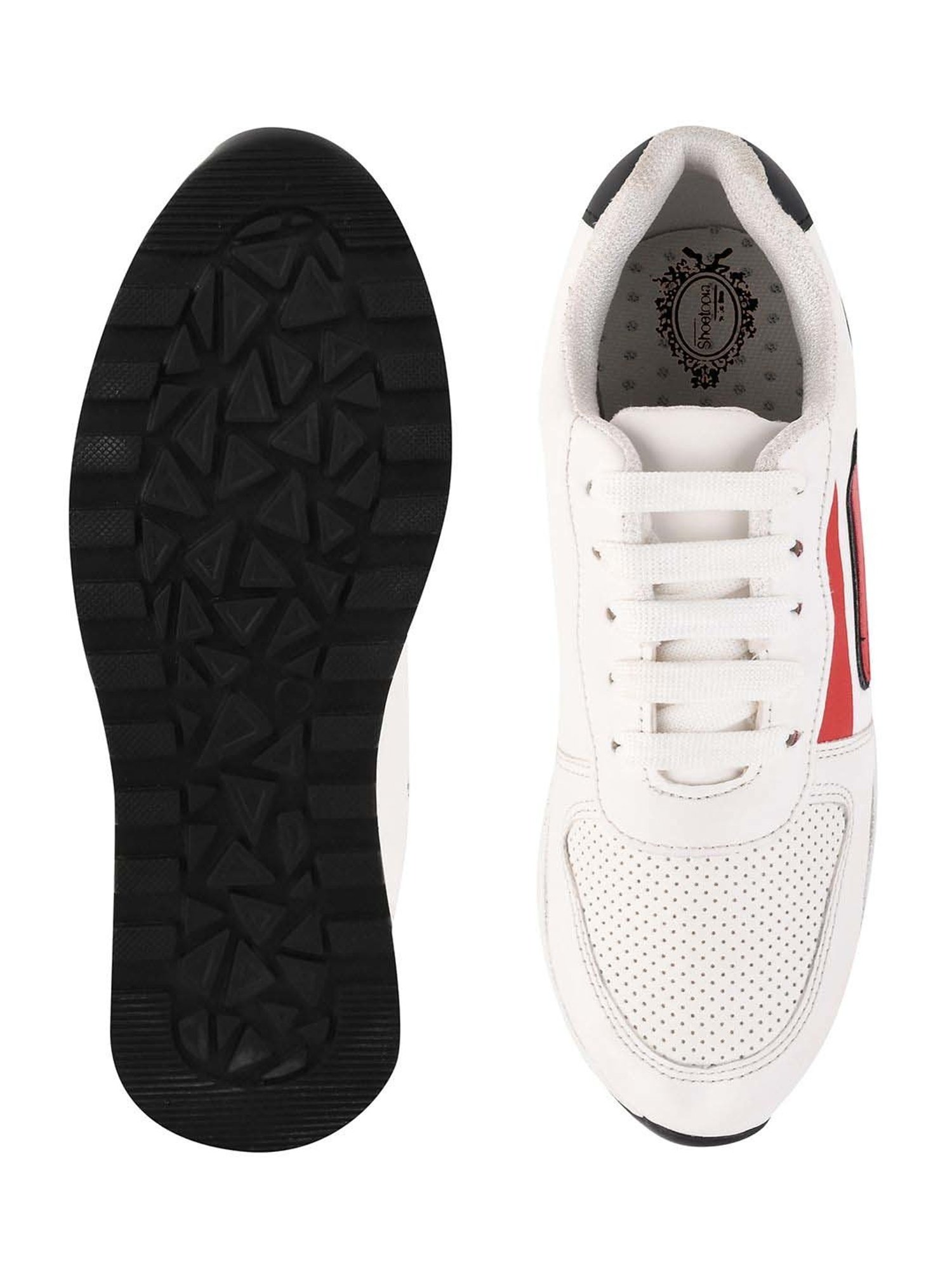 Shoetopia Kids White & Red Casual Sneakers