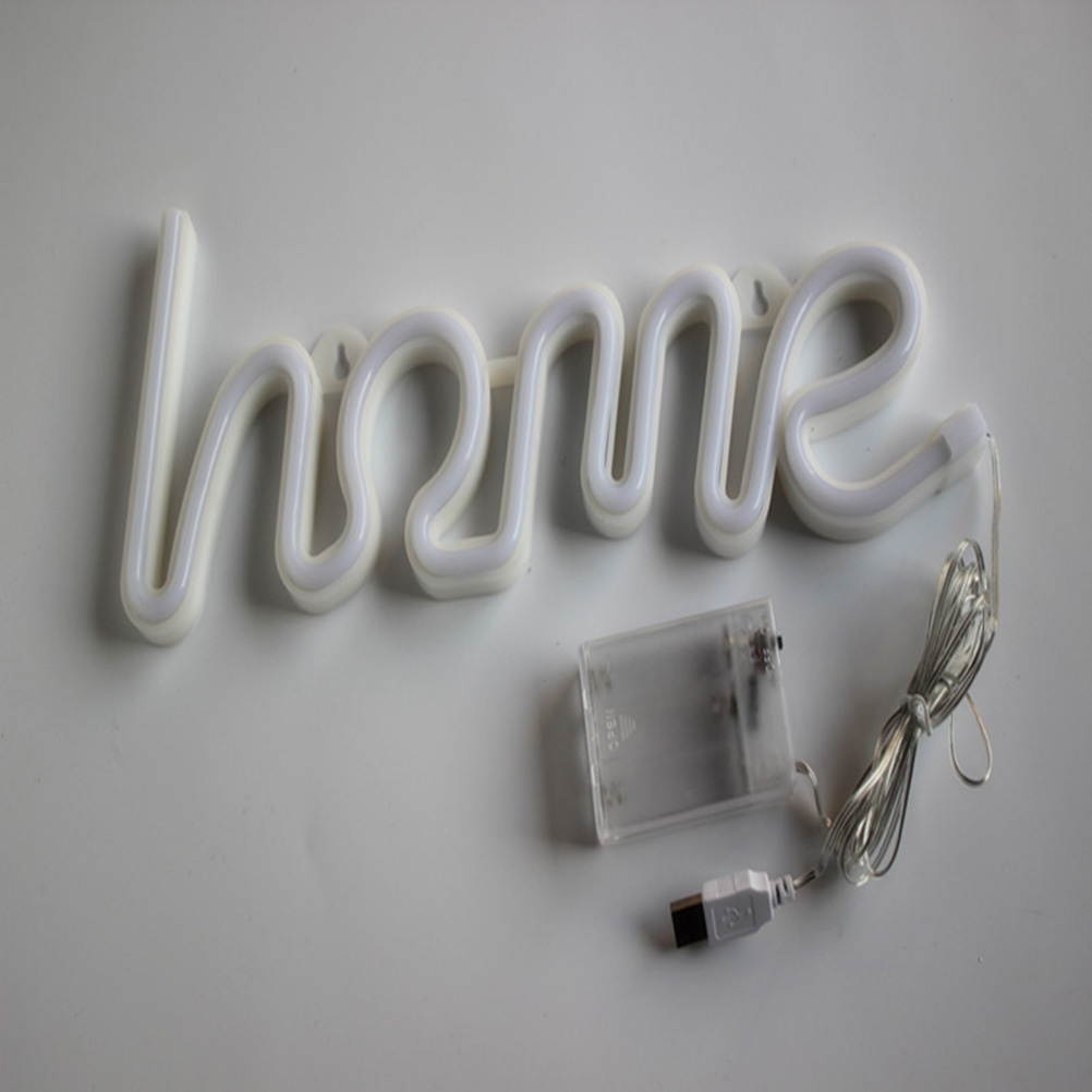 Home Neon Lamp Wall Hanging LED Night Light for Birthday Wedding Party Bedroom Wall Hanging Decor - Warm White