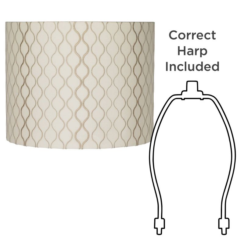 Springcrest Embroidered Hourglass Medium Lamp Shade 14" Top x 14" Bottom x 11" High (Spider) Replacement with Harp and Finial