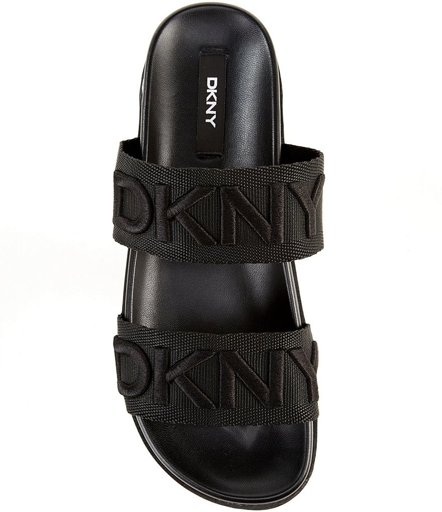 DKNY Tee 2 Band Logo Platform Slides