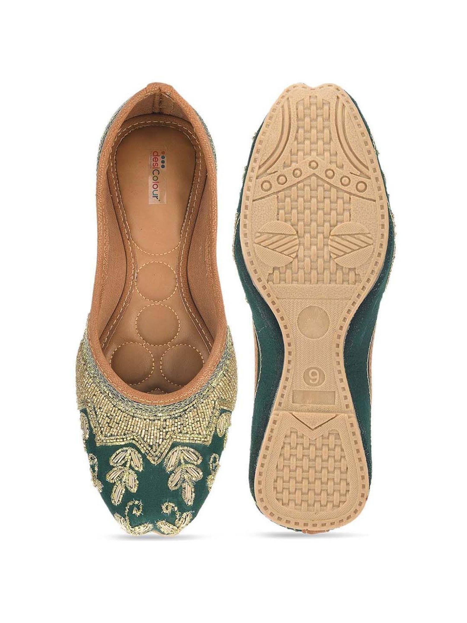 Desi Colour Women's Pine Green Ethnic Juttis