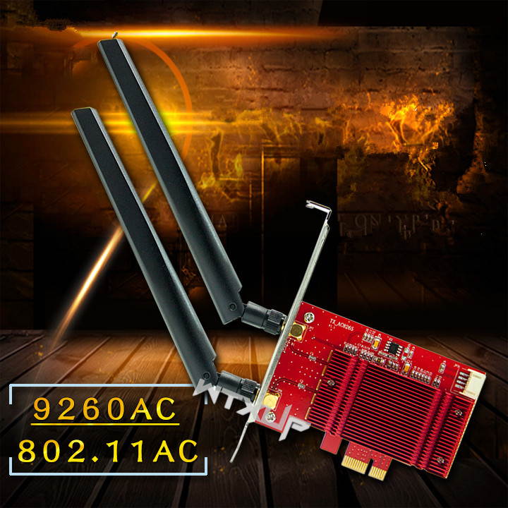 Wireless-AC 9260 Desktop Pcie Gaming Wifi Card 802.11ac, Dual Band, 2x2 Wi-Fi + Bluetooth 5 Desktop Wireless Card for Gamer