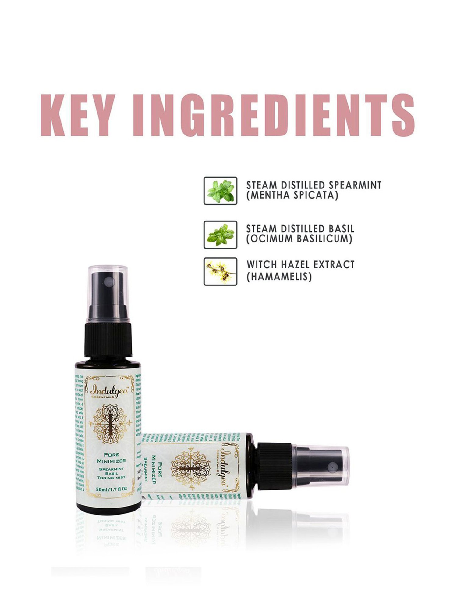 Indulgeo Essentials Pore Minimizer Spearmint & Basil Toning Mist - 50 ml