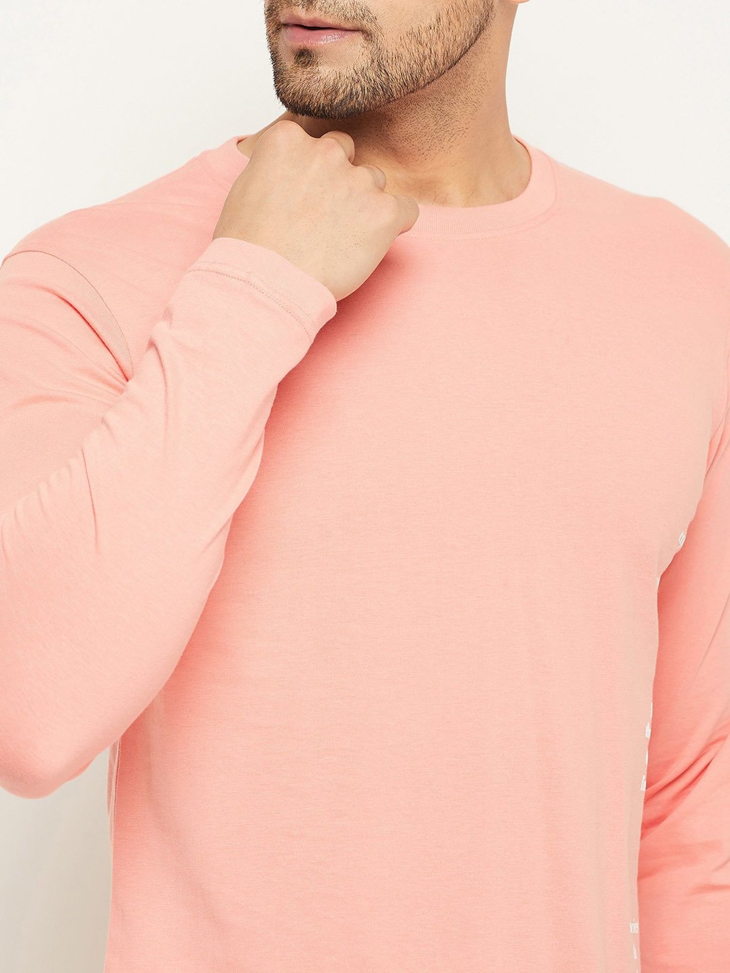 Club York Peach Regular Fit Printed Crew T-Shirt