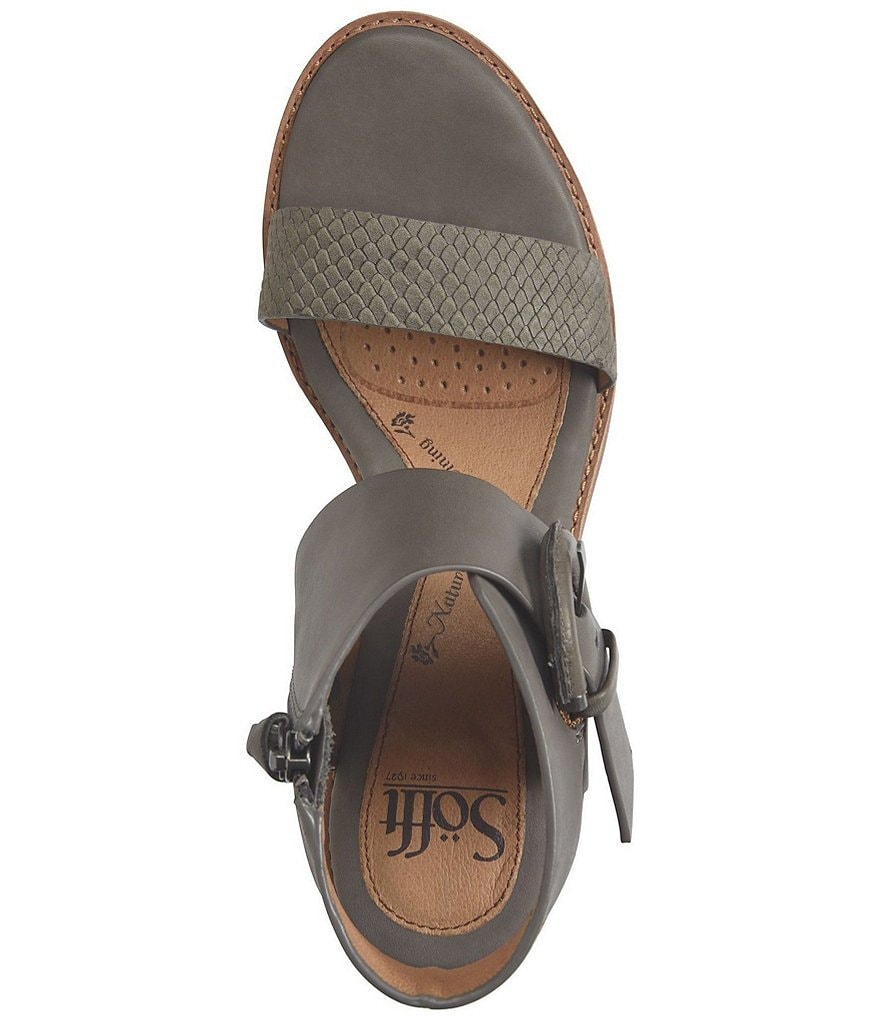 Sofft Menaka Snake Print Leather Accent Block Heel Sandals