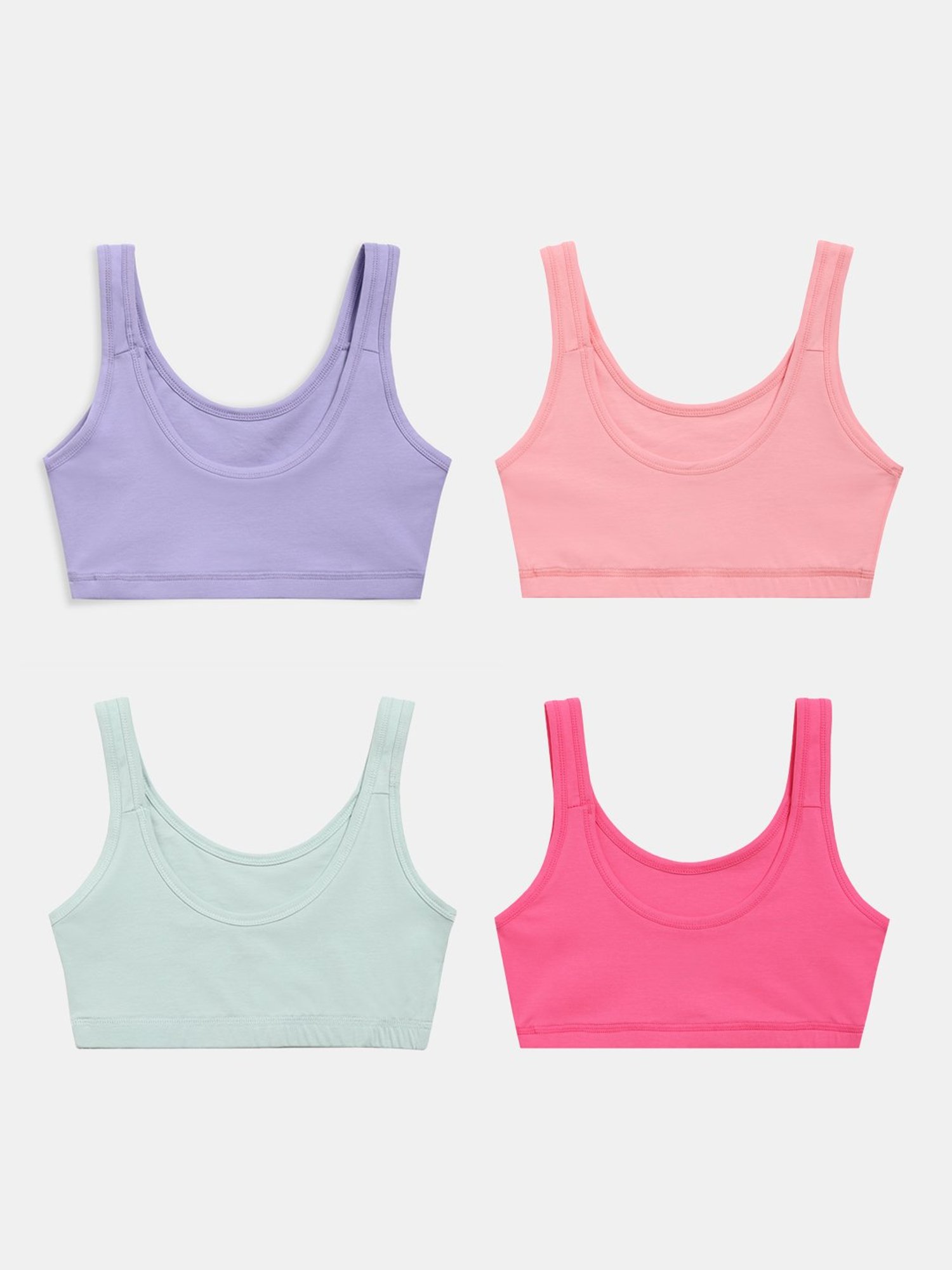 Sillysally Kids Multicolor Solid Active Bra (Pack Of 4)