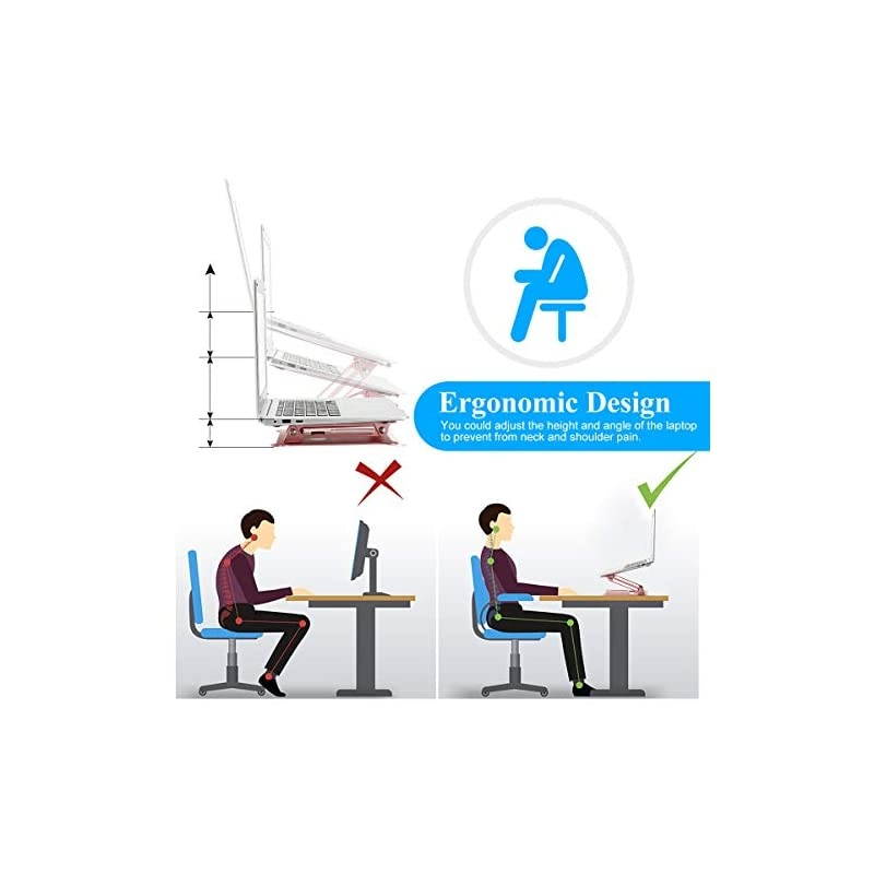 Laptop Notebook Stand Holder Adjustable Ultrabook Stand Riser Portable Compatible with laptops 10-15.6"(Rose Gold)