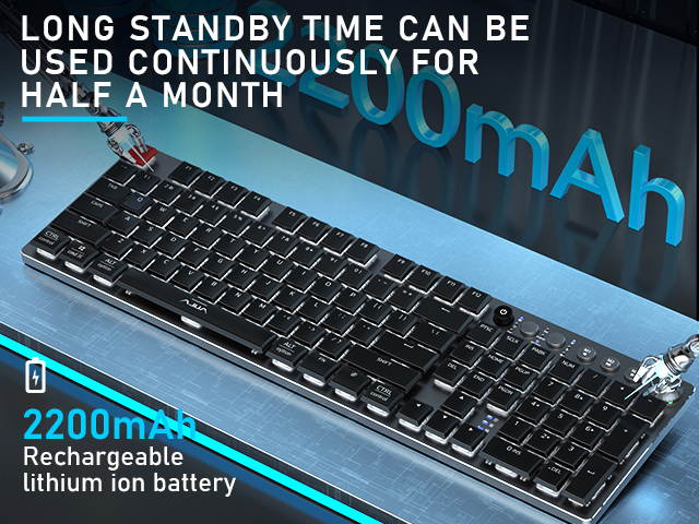 AULA F2090 Mechanical Gaming Keyboard Ultra-thin 104 Keys with 3 Modes(wired+2.4G+bluetooth) Easy-Switch Suitable for PC/MAC/I0S/ Android /Windows