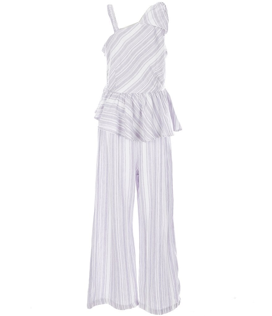 Habitual Big Girls 7-16 Striped Asymmetrical-Flounce Jumpsuit