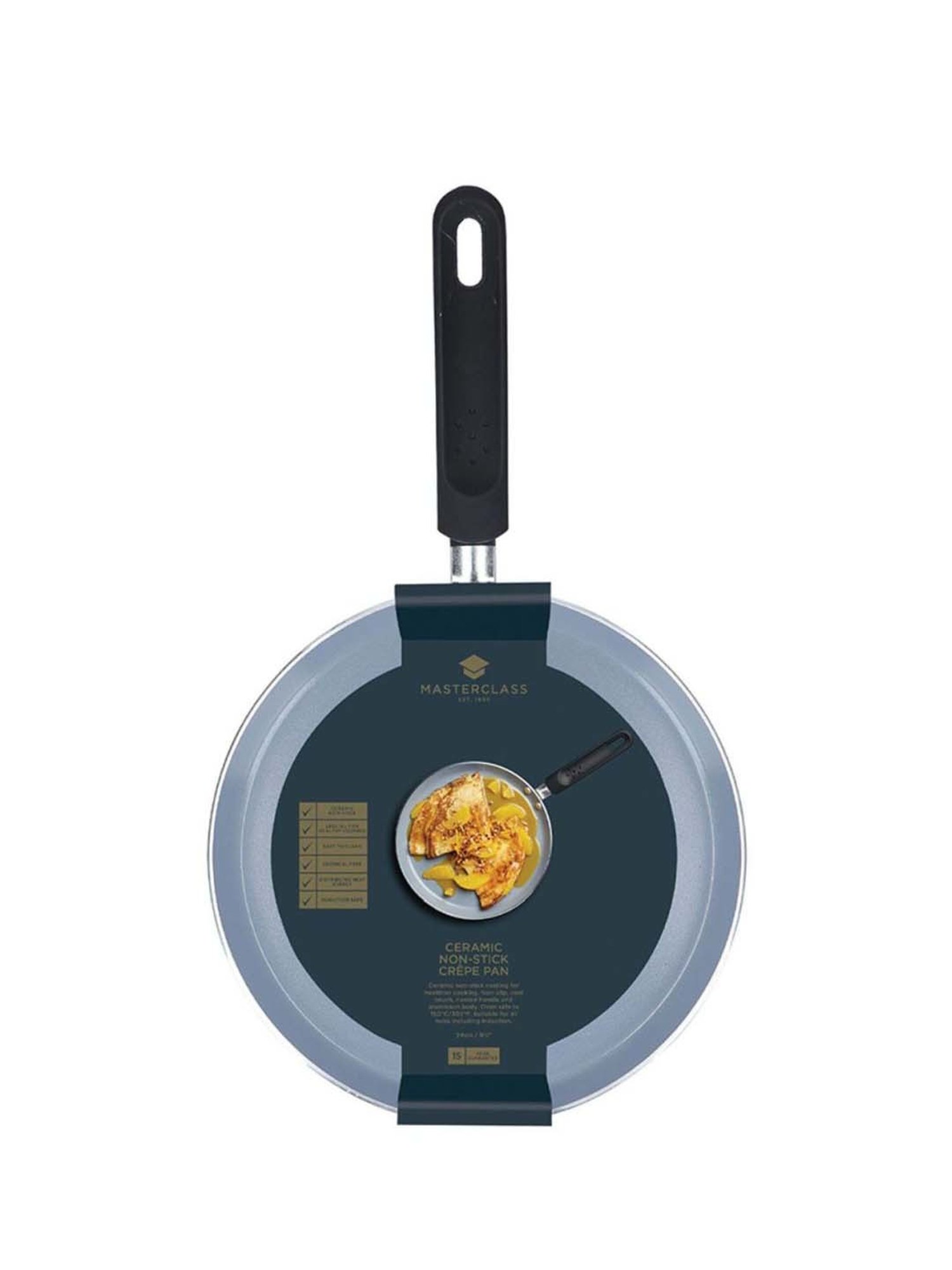 MasterClass Black Medium Aluminium Eco Crepe Pan - 24 cm