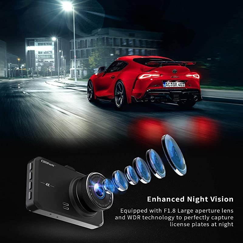 Dash Cam 4K UHD DVR Dashboard Car Cameras with 170&deg;Wide Angle Night Vision G-Sensor Parking Monitor and Motion Detection