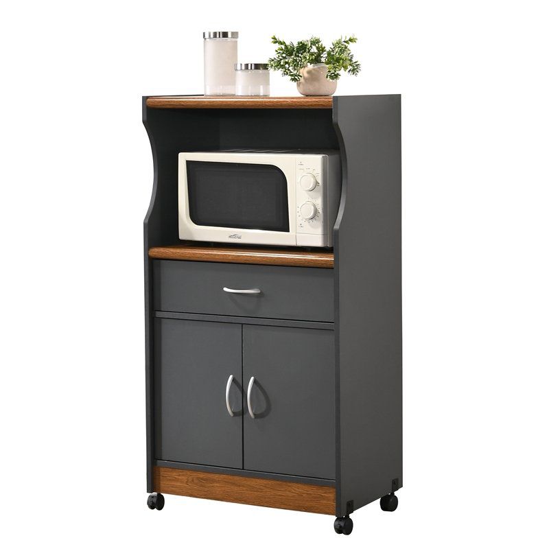Microwave Kitchen Cart in Gray Oak - Hodedah
