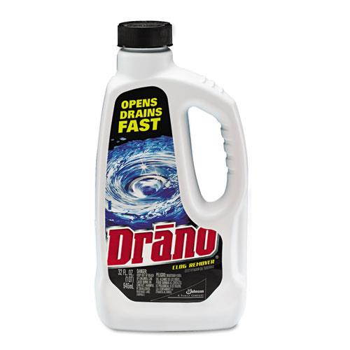 Drano CB001169EA Liquid Drain Cleaner, 32 oz. Safety Cap Bottle