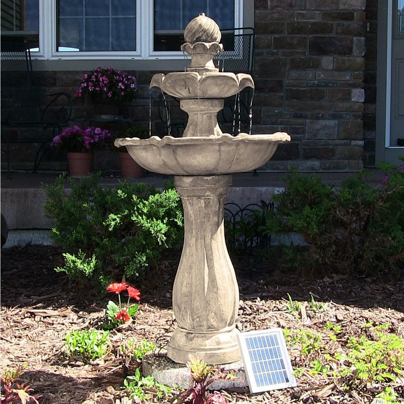 Chatsworth Two Tier Solar On Demand Fountain with Weathered Stone - Smart Solar