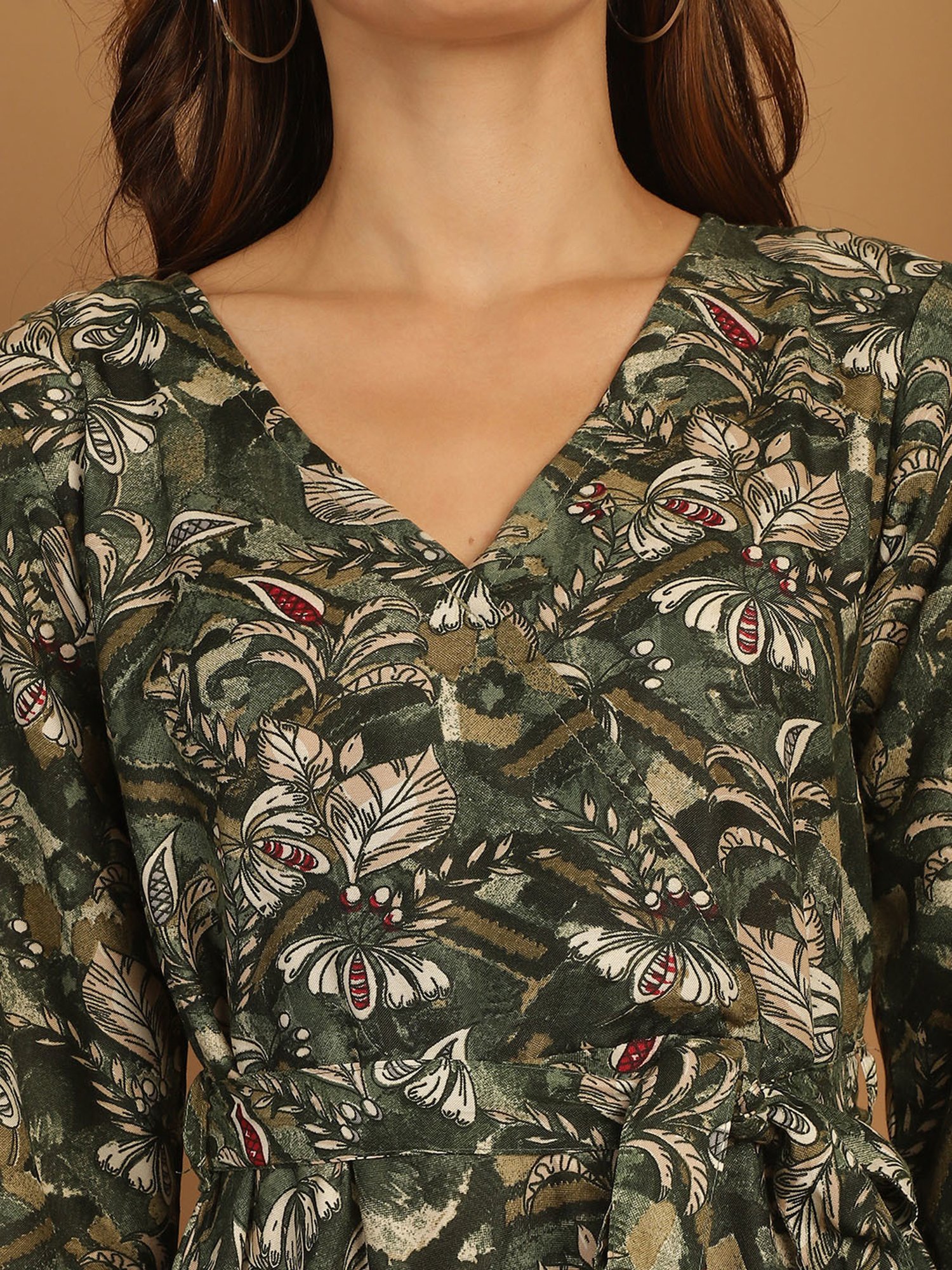 Indian Needle Green Printed Ethnic Dress