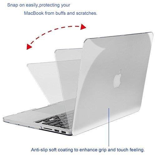 MOSISO Case Only Compatible MacBook Pro (W/O USB-C) Retina 13 Inch (A1502/A1425)(W/O CD-ROM) Release 2015/2014/2013/end 2012 Plastic Hard Shell & Keyboard Cover & Screen Protector, Crystal Clear