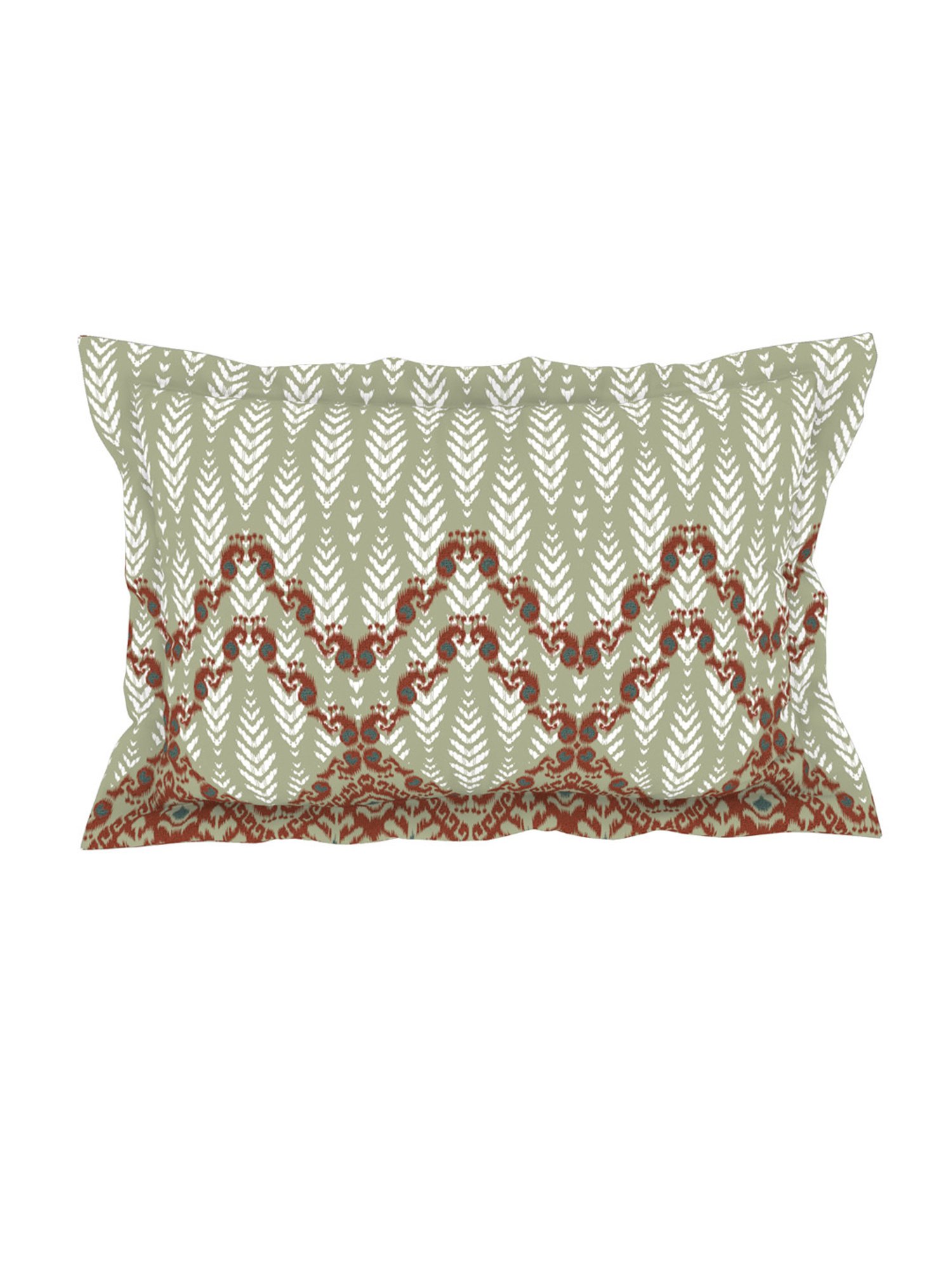 Spaces Ikkat Chevron Orange 144 TC Cotton King Bedsheet with 2 Pillow Covers