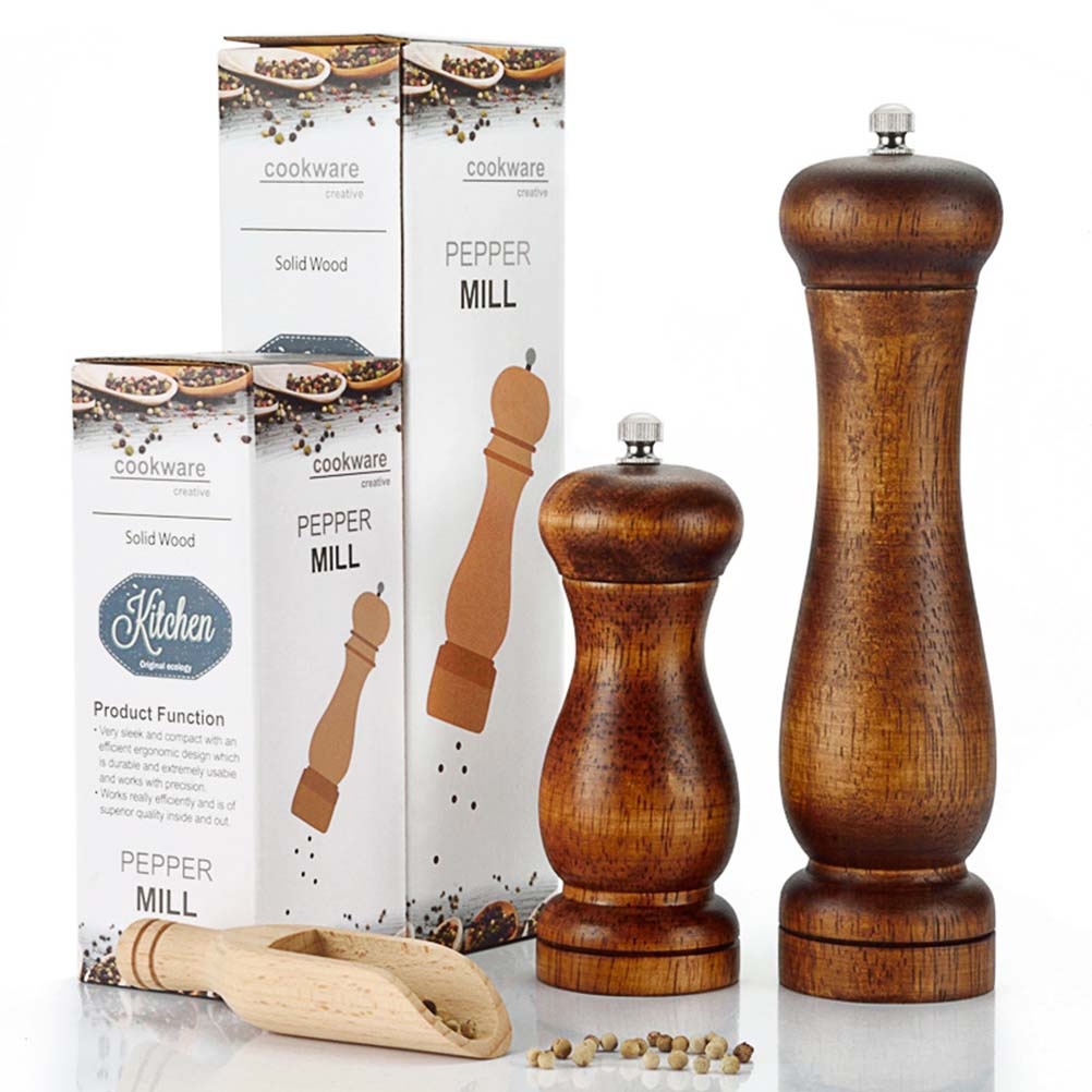 1pc Manual Wooden Pepper Grinder Pepper Mill Salt Container Kitchen Gadget for Home (5 Inches Brown)