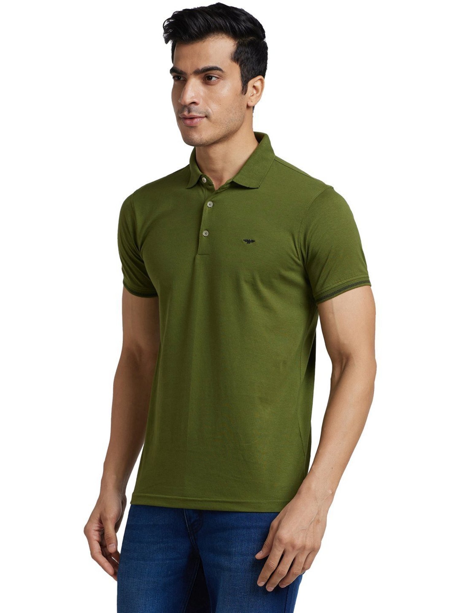 Park Avenue Dark Green Slim Fit Polo T-Shirt