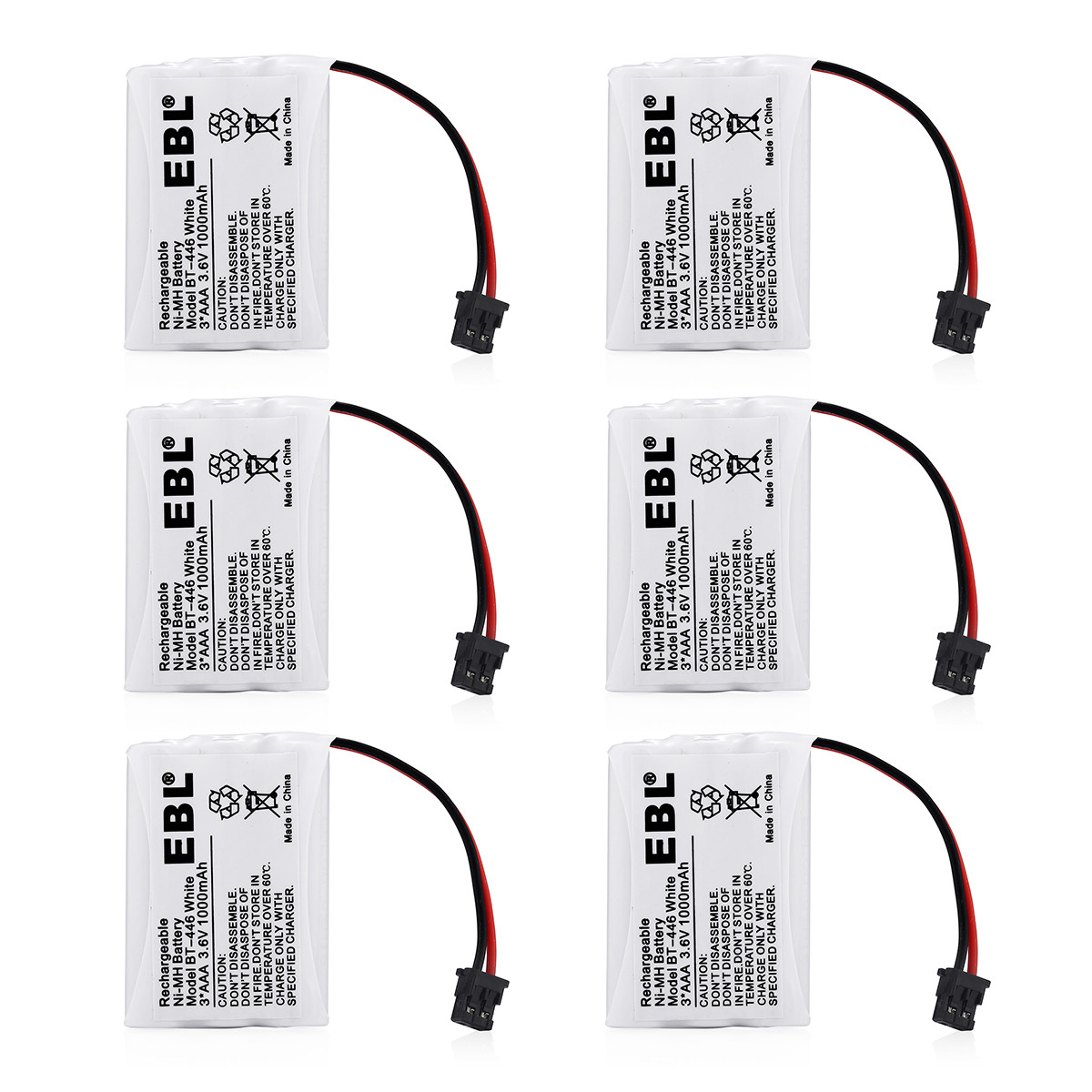 EBL 3 Pack 1000mAh 3.6V Ni-MH Battery for Uniden BT-446 BT446, BP-446 BP446, BT-1005 BT1005, TRU8885, TRU8885-2 Cordless Phone Batteries
