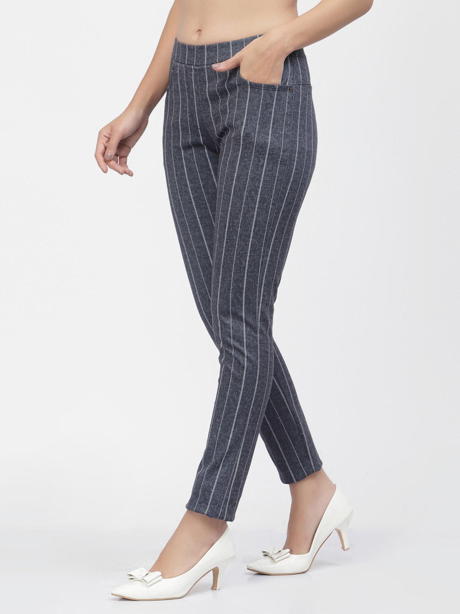 Westwood Blue Cotton Striped Jeggings