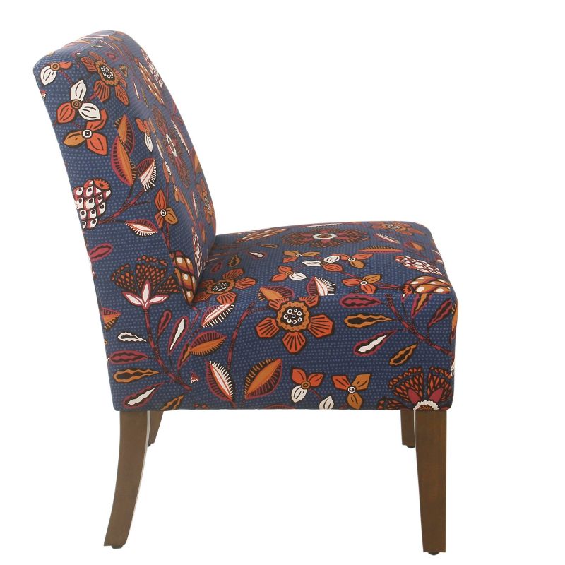 Armless Accent Chair Blue/Pink Floral - HomePop
