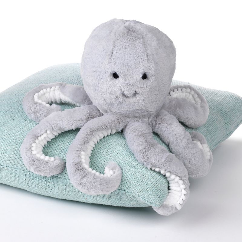 Lambs & Ivy Ocean Blue Plush Gray Octopus Stuffed Animal Toy - Inky