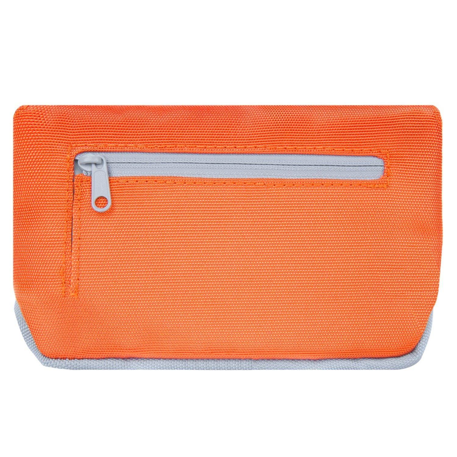 Poly Nylon Horizontal Purse Wallet Case (Orange, Grey) for Nokia 6, Nokia 5, Nokia 3, Microsoft Lumia 650 with Stereo Earphone with Mic