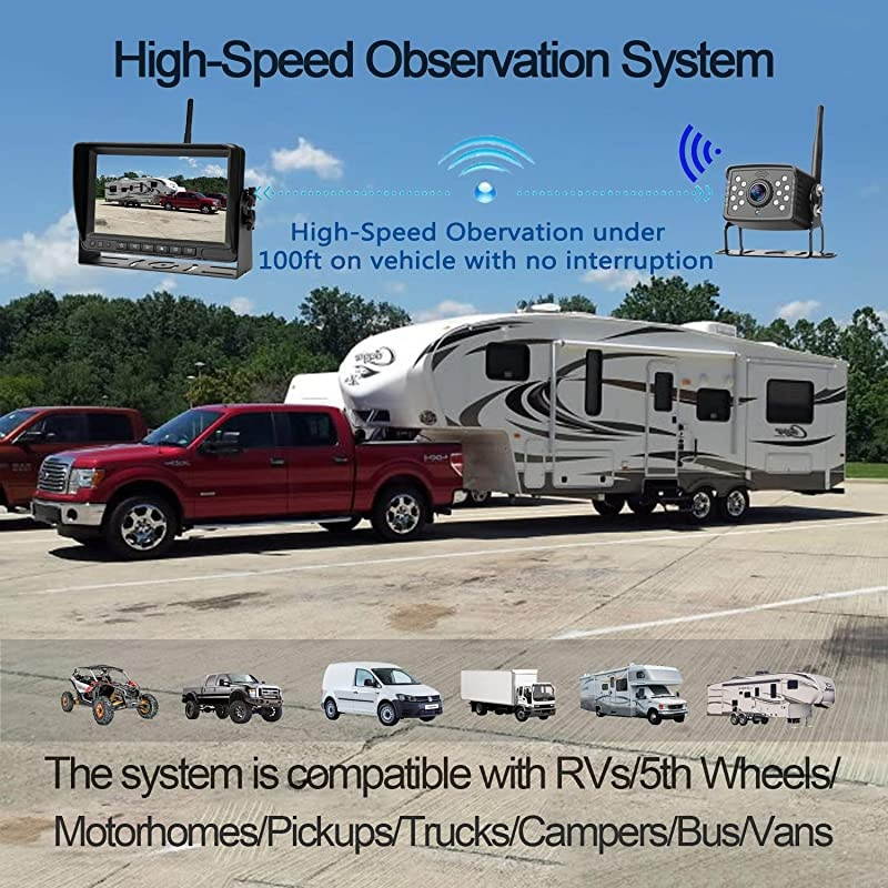FHD 1080P Digital Wireless Backup Camera with 7quot DVR Monitor HighSpeed Observation System for RVsTrucksTrailersFifth Wheel IP69K Waterproof Super Night Vision Guide Lines DIY