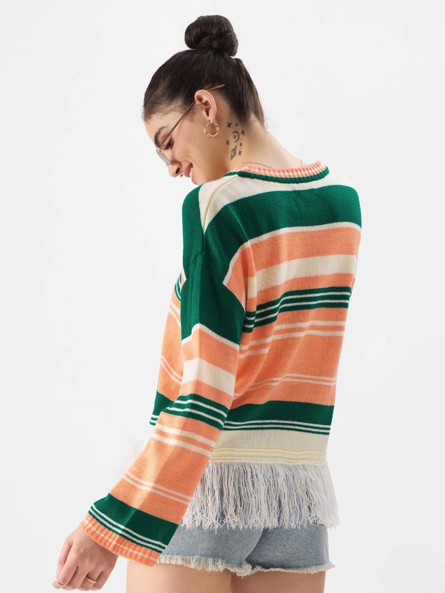 The Souled Store Multicolored Striped Sweater