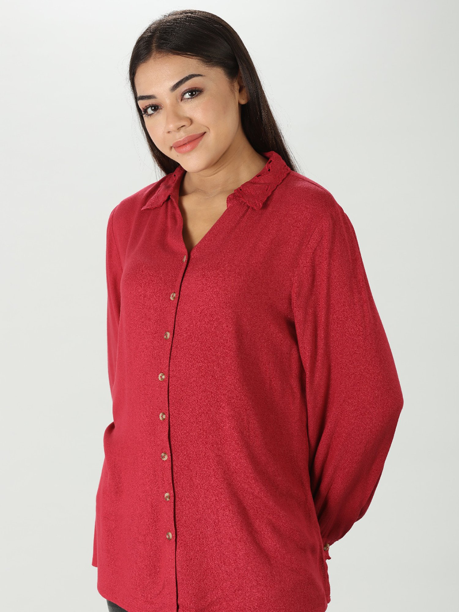 Mustard Red Textured Shirt