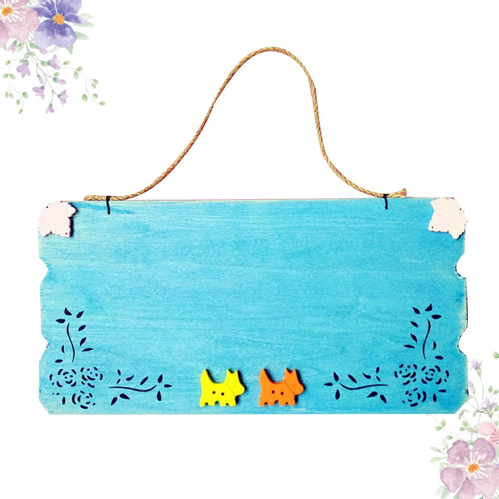 Creative DIY Blank Doorplate Plaque Wooden Hanging Door Sign Board for Home Cafe Shop Store Decor (Sky-blue)