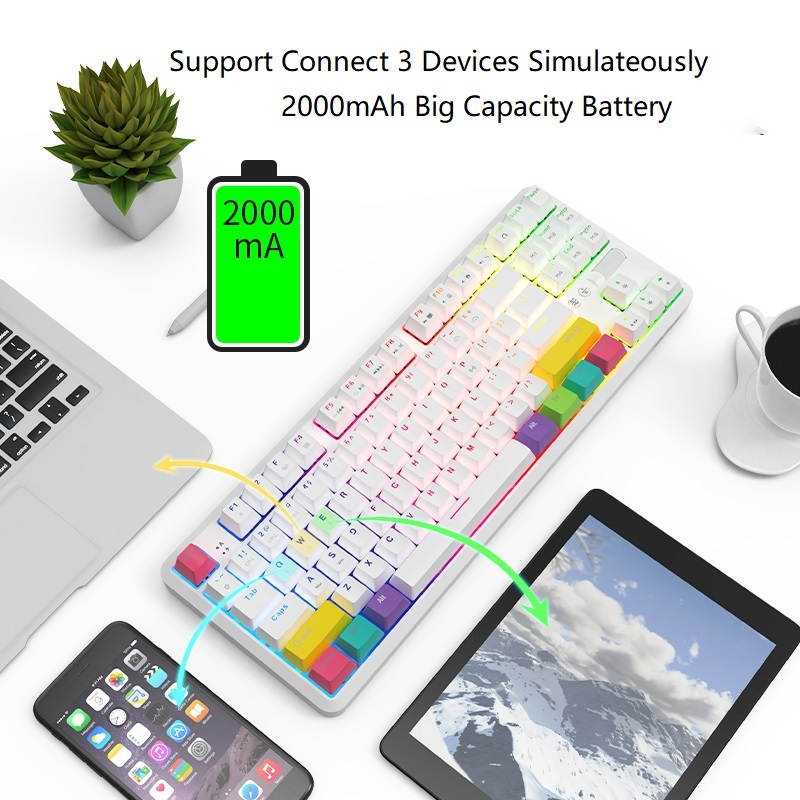 A-jazz  K870T Wired and Bluetooth Wireless Dual-mode Connectivity RGB Backlit TKL Mechanical Keyboard