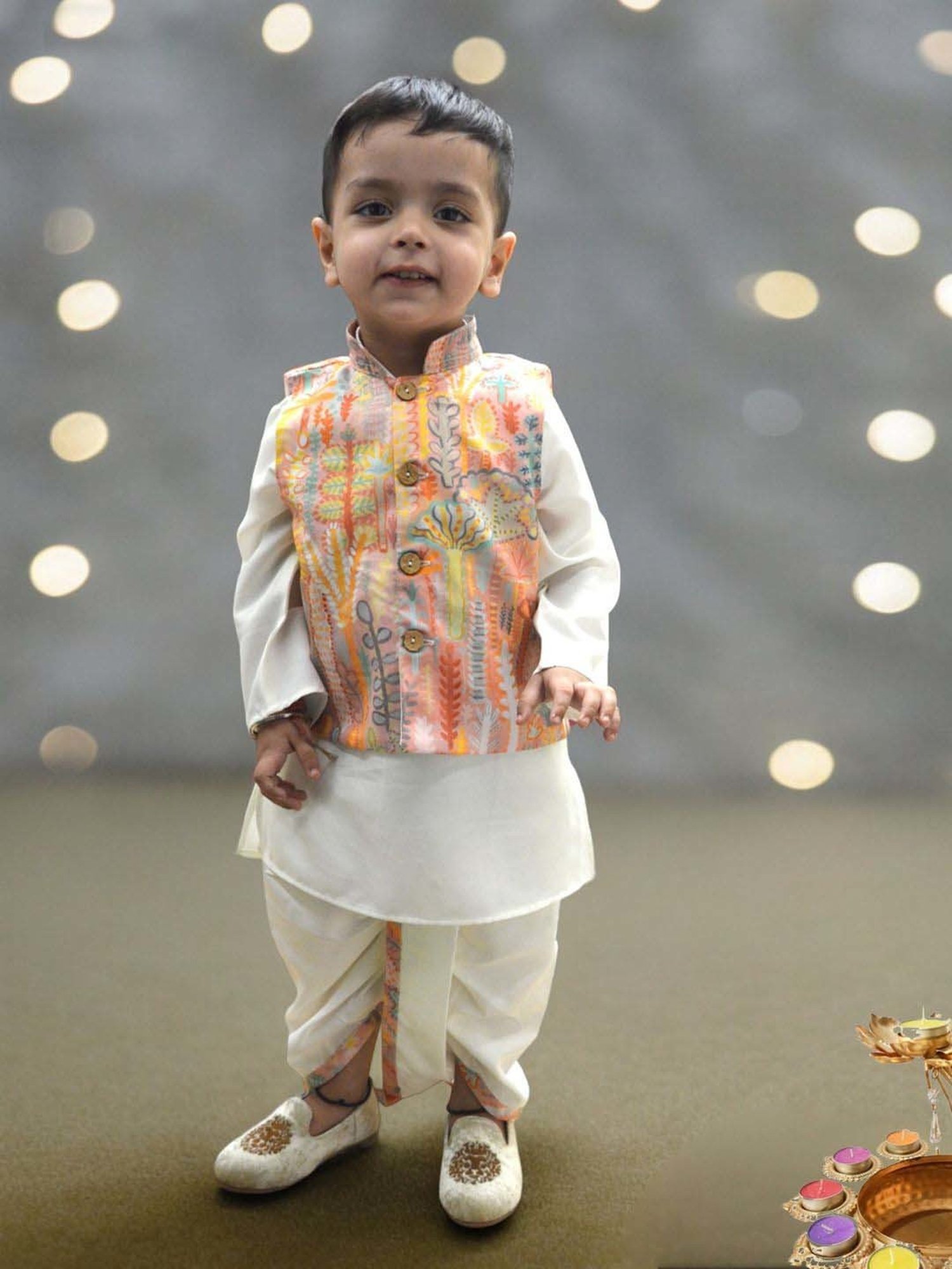 A.T.U.N. Boys Multicolor Printed Full Sleeves Kurta Set