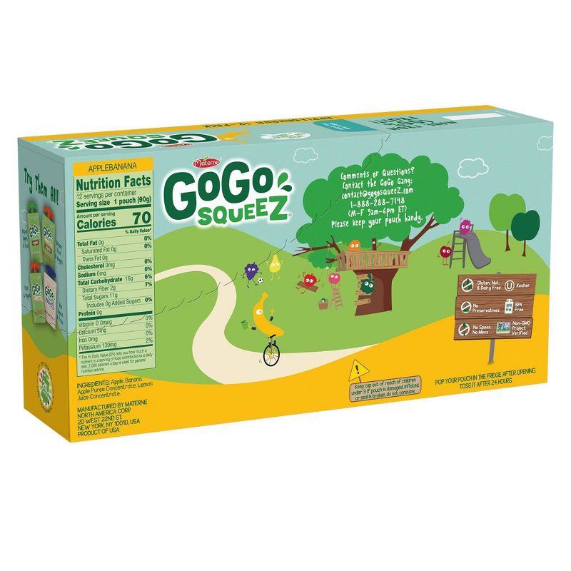 GoGo squeeZ Applesauce, Apple Banana - 3.2oz/12ct