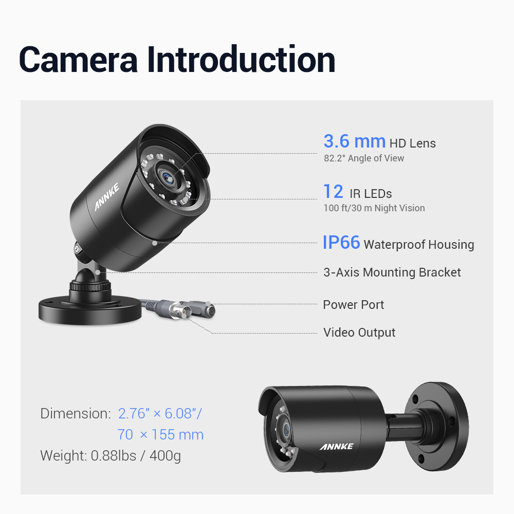 ANNKE 1080p Wired Security Cameras System with 100FT night vision and 8CH 5MP Lite DVR