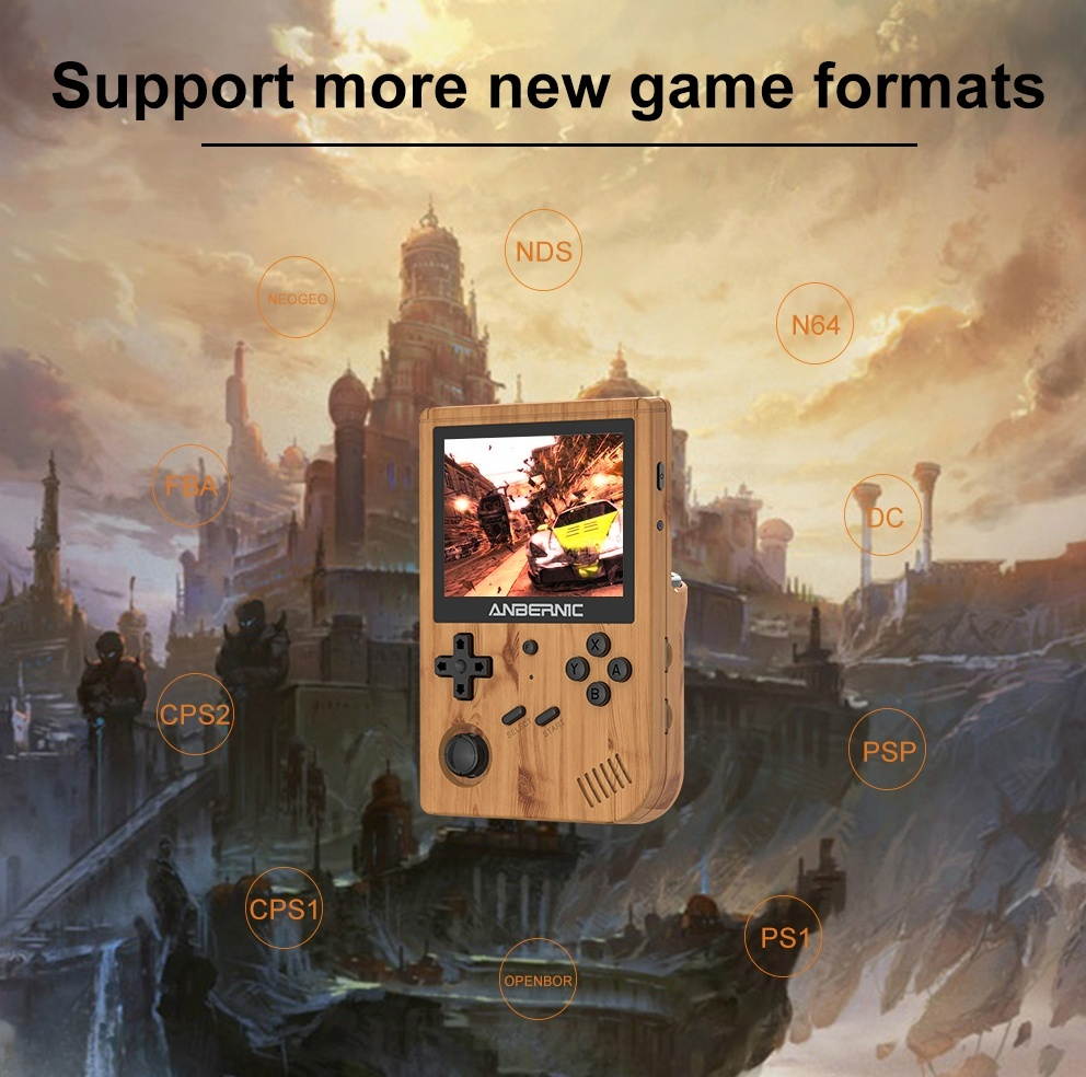 ANBERNIC RG351V 144GB 15000 Games Handheld Game Console for PSP PS1 NDS N64 MD PCE RK3326 Open Source Wifi Vibration Retro Video Game Player 3.5 inch IPS Display