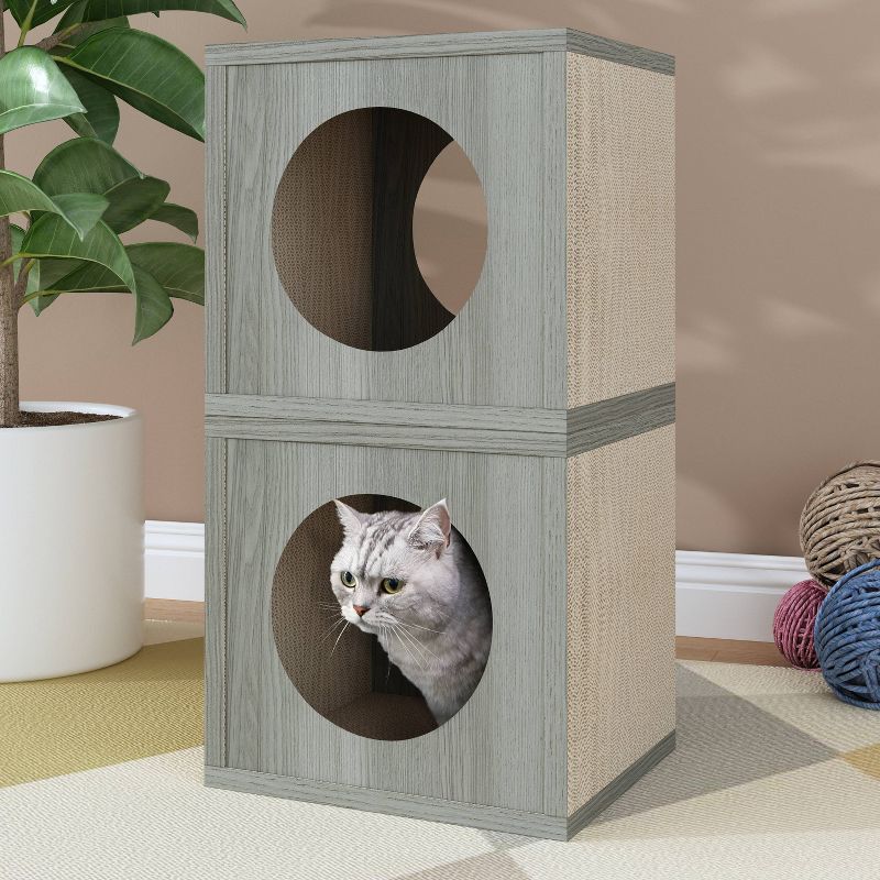 Way Basics Eco Cube Cat Scratcher - S/M - Gray