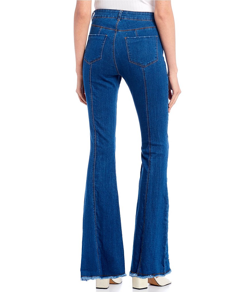 C&V Chelsea & Violet Mid Rise Embroidered Flare Jeans