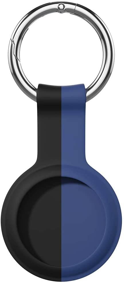 AWINNER Compatible for AirTag Case Keychain Accessories ,Silicone Protective Cover Secure Holder with Key Ring (Black/Blue)