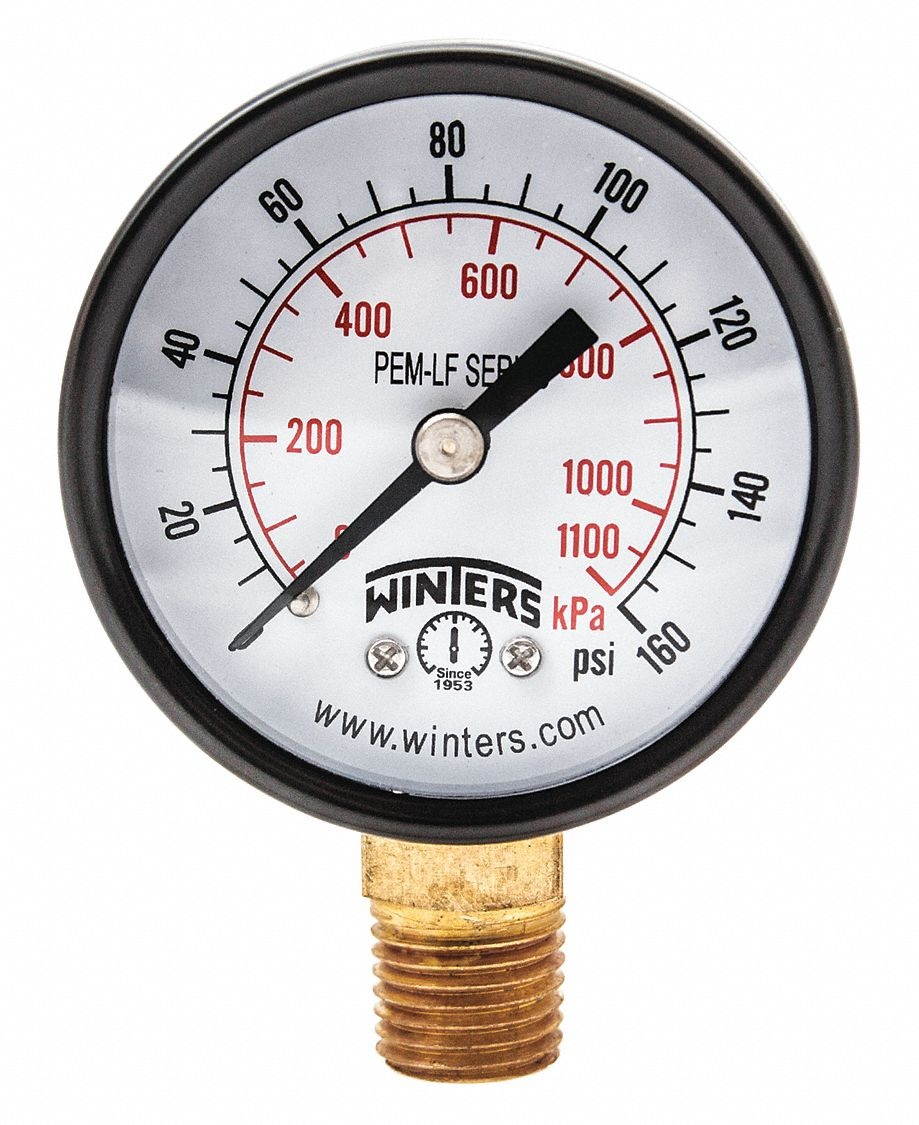 WINTERS PEM203LF Gauge,Pressure,0 to 160 psi,2 in.