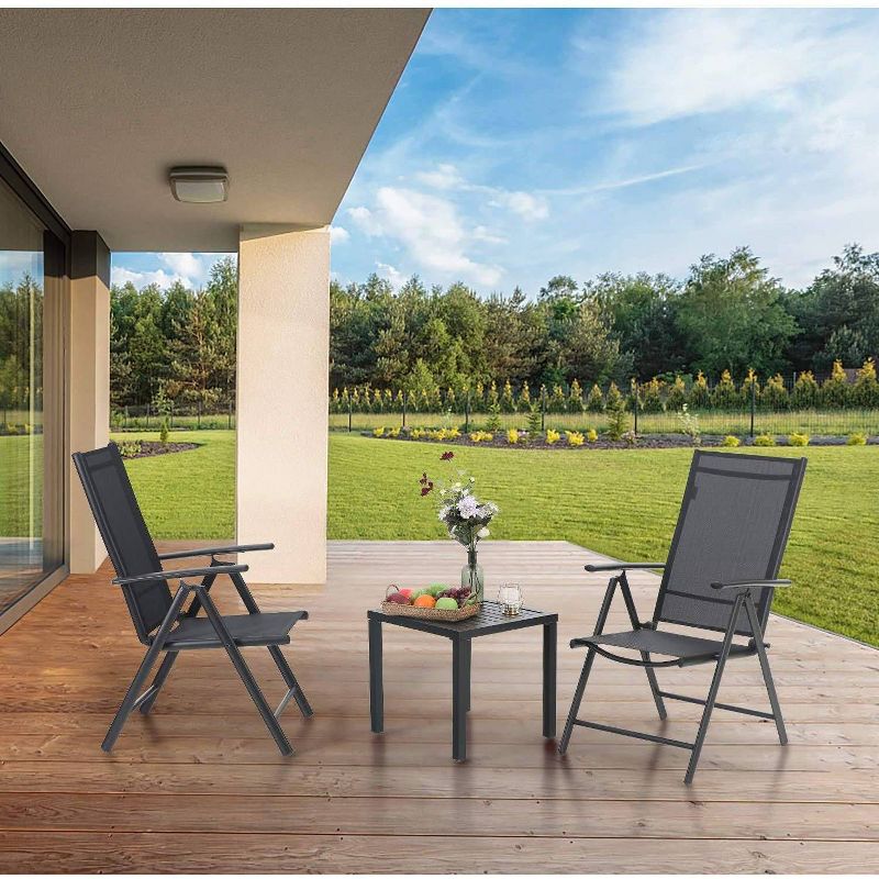 3pc Steel Bistro Set Gray - Nuu Garden