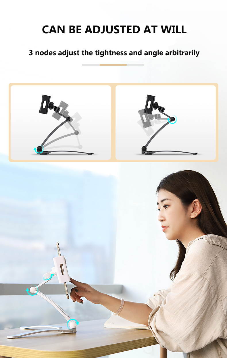 Universal Wall or Desktop  360&deg; Rotating Phone Holder Clips Tablet Stand Digital Kitchen Mount Stand Tablet Metal Bracket Smartphones Holders