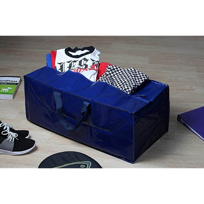 Extra Large Heavy Duty Reusable Storage Bags Moving Bag wZipper Closure Set of 4 Extra Backpack Carrying Handles Compatible with IKEA Frakta Hand Carts Storage Boxes Bins Cubes