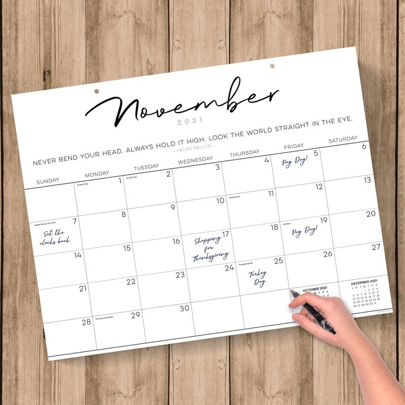 2021-22 Academic Desktop Calendar Inspirational Script Desk Pad Monthly - The Time Factory