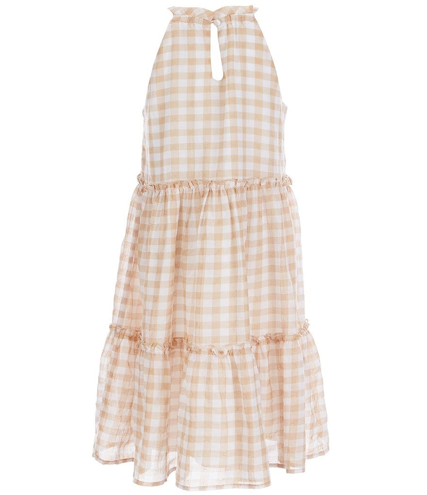 GB GB Girls Big Girls 7-16 Textured Gingham Tiered Dress