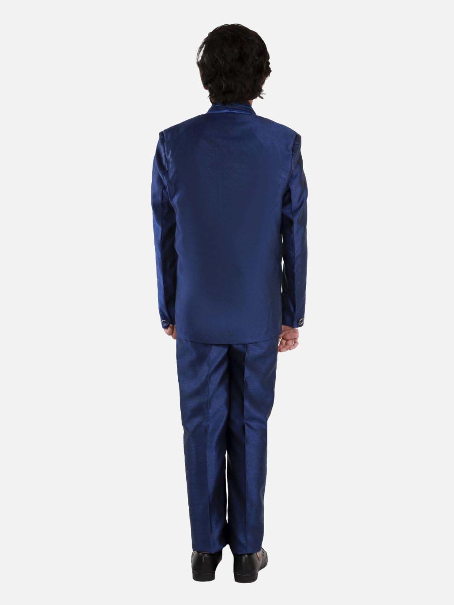Fourfolds Boys Darkblue Solid Full Sleeves Suit Set