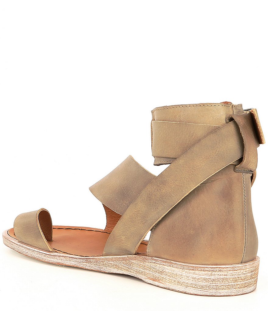 Free People Vale Leather Asymmetrical Toe Loop Ankle Strap Sandals