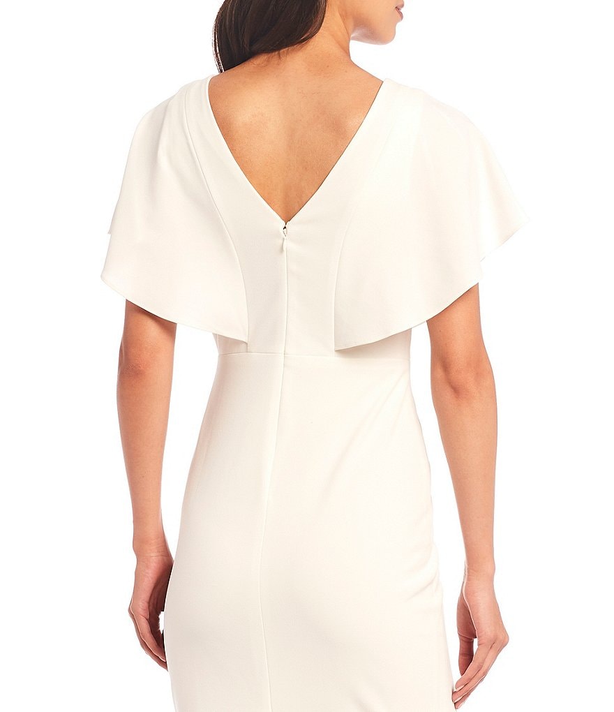 Kensie V-Neck Flutter Sleeve Scuba Crepe Sheath Dress