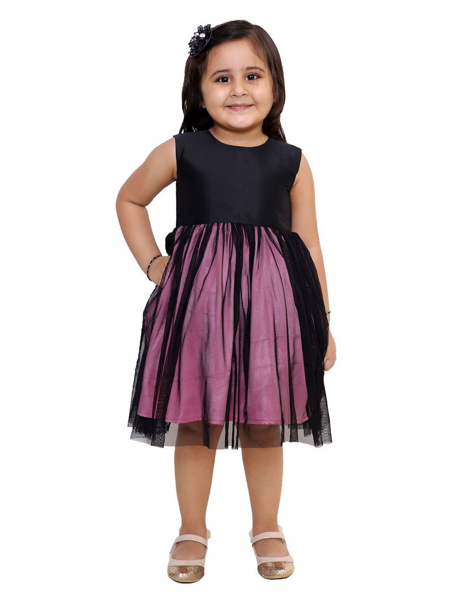 KidsDew Kids Black & Pink Solid Dress
